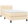 vidaXL Sommier &agrave; lattes de lit avec matelas LED Cr&egrave;me 80x200 cm Tissu