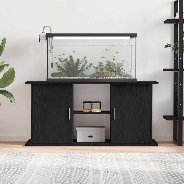 vidaXL Support d'aquarium ch&ecirc;ne noir 121x41x58 cm bois d'ing&eacute;nierie