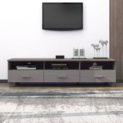 vidaXL Meuble TV HAMAR Gris clair 158x40x40 cm Bois massif de pin