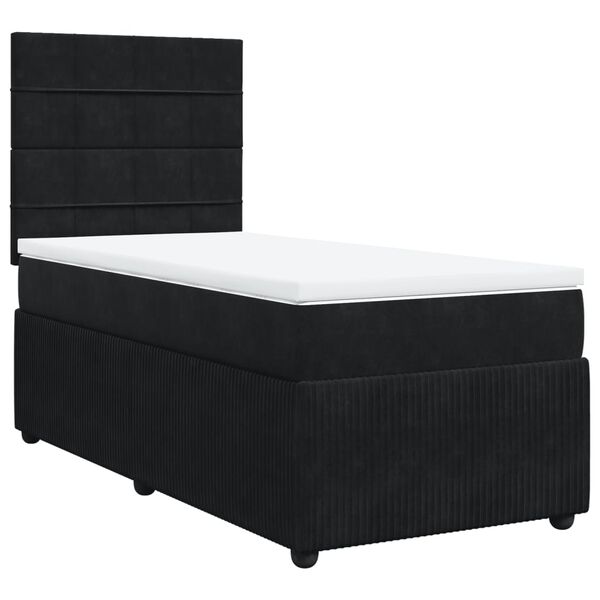 vidaXL Sommier &agrave; lattes de lit avec matelas Noir 100x200 cm Velours