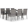 vidaXL Ensemble &agrave; manger de jardin 7 pcs R&eacute;sine tress&eacute;e Gris