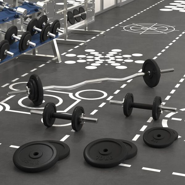 vidaXL Ensemble d'halt&egrave;res et de barres avec plaques 90 kg fonte