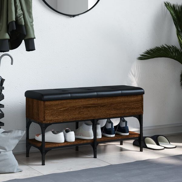 vidaXL Banc &agrave; chaussures ch&ecirc;ne marron 82x32x45 cm bois d'ing&eacute;nierie