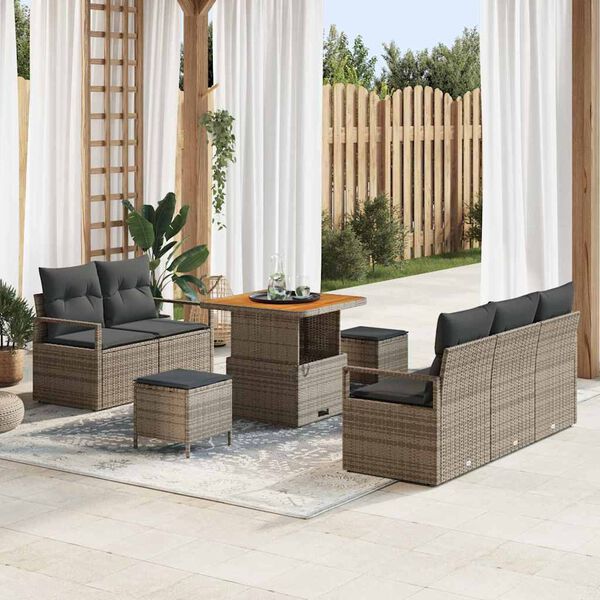 vidaXL Ensemble de canap&eacute; de jardin avec coussin 8 pcs Gris