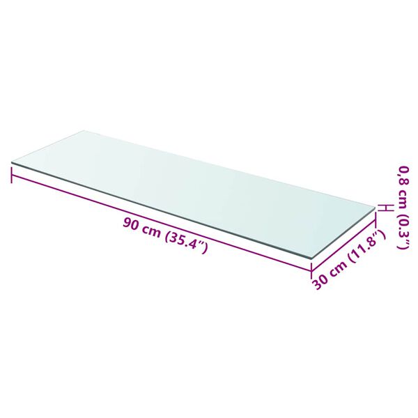 vidaXL Panneau pour &eacute;tag&egrave;re Verre transparent 90 x 30 cm