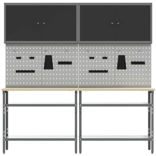 vidaXL Ensemble d'&eacute;tabli 8 pcs Noir et gris Acier enduit de poudre