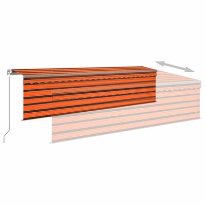 vidaXL Auvent manuel rétractable avec store et LED 5x3 m Orange marron