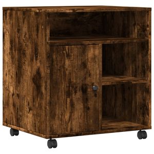 vidaXL Support d'imprimante avec roulettes ch&ecirc;ne fum&eacute; 60x50x67 cm
