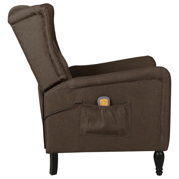 vidaXL Fauteuil de massage inclinable Marron foncé Tissu