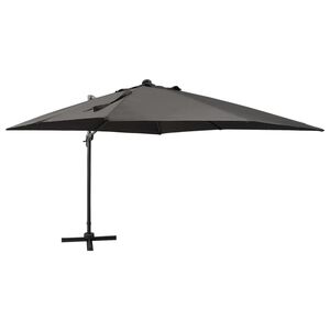 vidaXL Parasol de jardin en porte-&agrave;-faux avec m&acirc;t et lumi&egrave;res LED