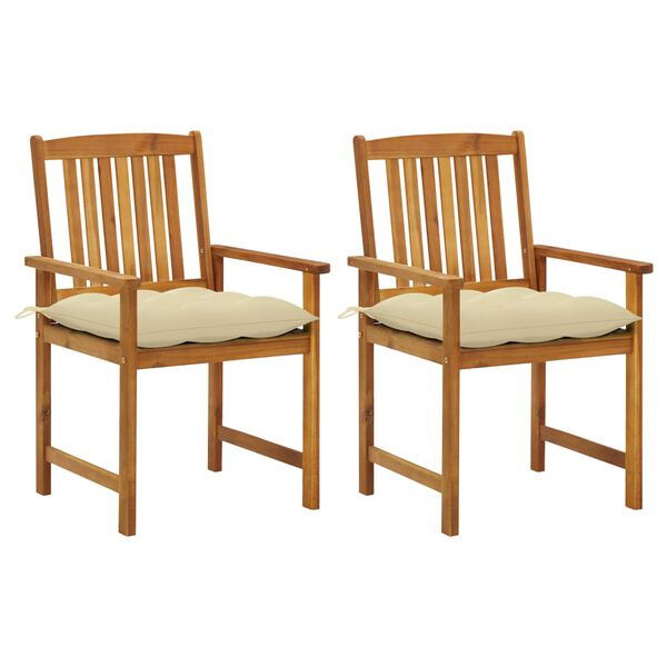 vidaXL Chaises de jardin avec coussins lot de 2 Bois d'acacia massif