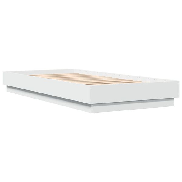 vidaXL Cadre de lit sans matelas avec lumi&egrave;res LED blanc 90x200 cm