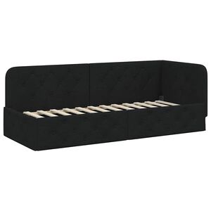 vidaXL Cadre de lit d'angle avec t&ecirc;te de lit Noir 80 x 200 cm tissu