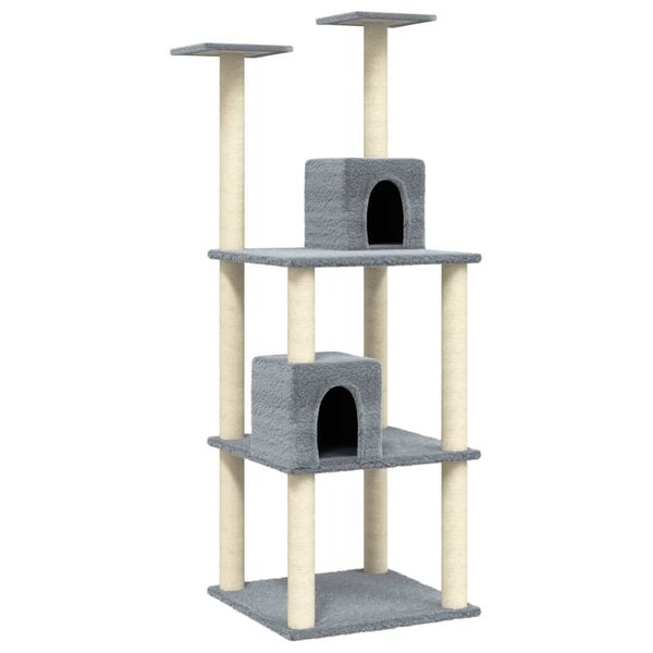 vidaXL Arbre à chat avec griffoirs en sisal Gris clair 141 cm