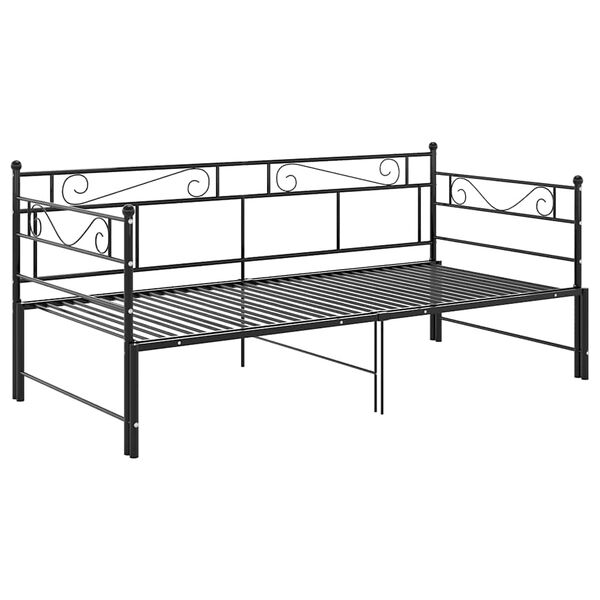 vidaXL Cadre de canap&eacute;-lit extensible sans matelas Noir M&eacute;tal 90x200cm