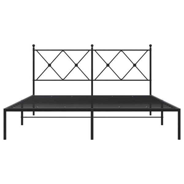 vidaXL Cadre de lit métal sans matelas avec tête de lit noir 150x200cm