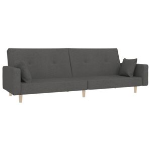 vidaXL Canap&eacute;-lit &agrave; 2 places avec deux oreillers Gris fonc&eacute; Tissu