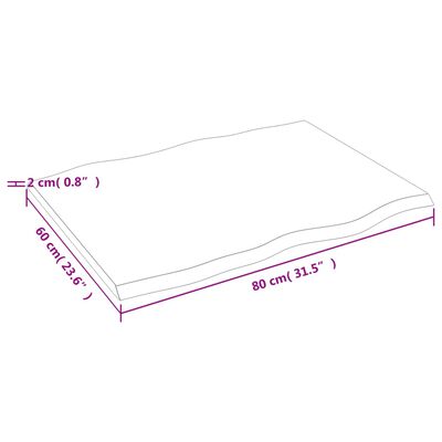 vidaXL Dessus de table bois chêne massif traité bordure assortie