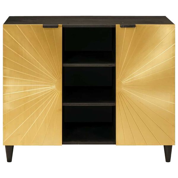 vidaXL Meuble d'appoint avec &eacute;tag&egrave;re Noir et or 90 x 33,5 x 75 cm