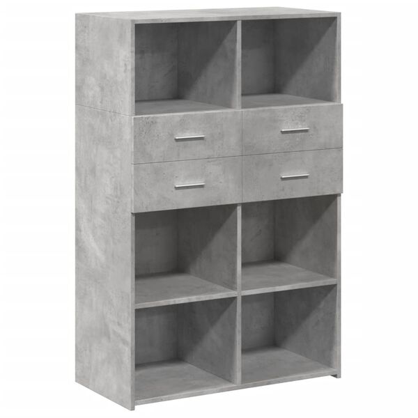 vidaXL Buffet haut gris b&eacute;ton 80x42,5x124 cm bois d'ing&eacute;nierie