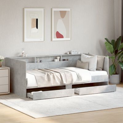 vidaXL Lit de jour avec tiroirs sans matelas gris béton 75x190 cm