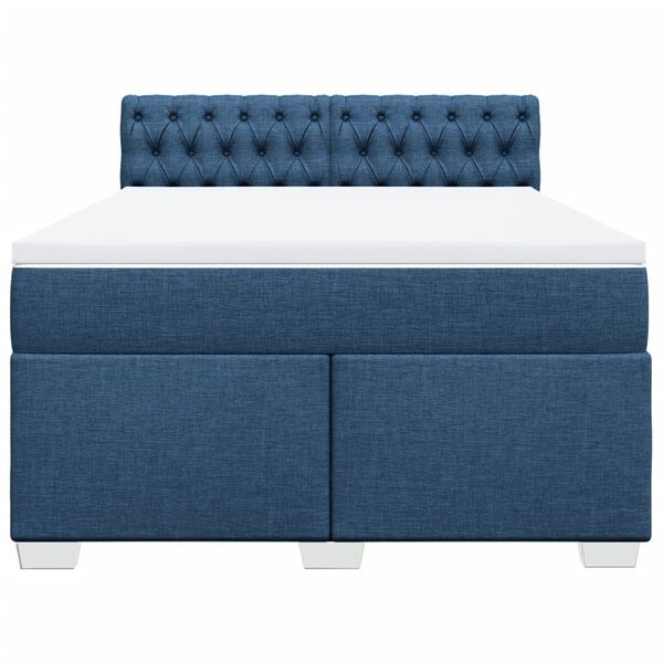 vidaXL Sommier &agrave; lattes de lit avec matelas Bleu 160x200 cm Tissu