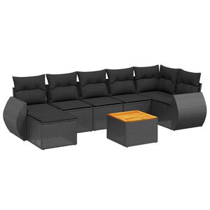 vidaXL Salon de jardin 8 pcs avec coussins noir r&eacute;sine tress&eacute;e