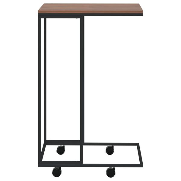 vidaXL Table d'appoint avec roues Noir 40x30x63,5 cm Bois d'ing&eacute;nierie