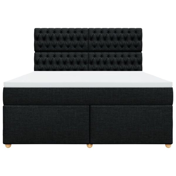 vidaXL Sommier &agrave; lattes de lit avec matelas Noir 180x200 cm Tissu