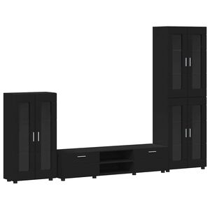 vidaXL Ensemble meuble TV FLORIN 3 pc Noir Bois d'ing&eacute;nierie