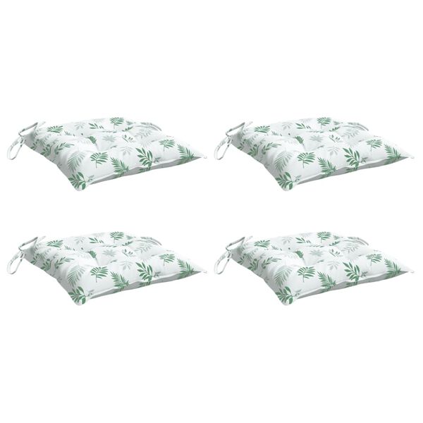 vidaXL Coussins de chaise lot de 4 à motif de feuilles 50x50x7 cm