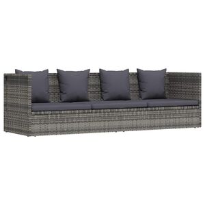 vidaXL Lit de jardin Gris 200x60 cm R&eacute;sine tress&eacute;e