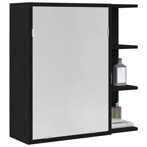 vidaXL Armoire Miroir de Salle de Bain Ch&ecirc;ne noir 62,5 x 20,5 x 64 cm