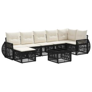 vidaXL Ensemble de canap&eacute; de jardin 8 pcs Noir et blanc cr&egrave;me