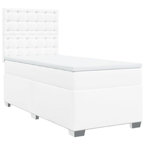 vidaXL Sommier à lattes de lit avec matelas Blanc 100x200cm Similicuir