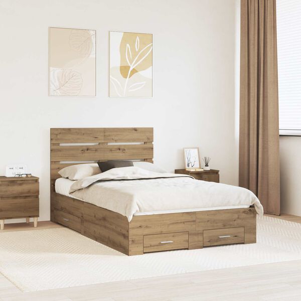 vidaXL Cadre de lit Ch&ecirc;ne artisanal 120 x 190 cm Bois d'ing&eacute;nierie