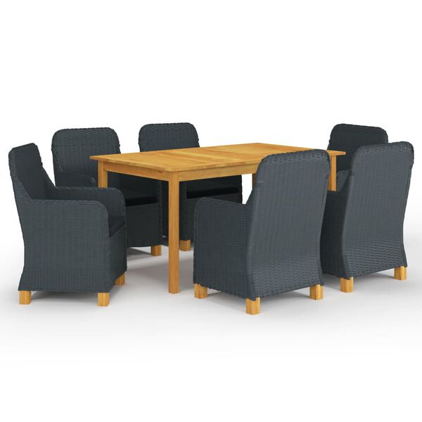 vidaXL Ensemble &agrave; manger de jardin 7 pcs Gris fonc&eacute;