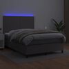 vidaXL Sommier &agrave; lattes de lit avec matelas et LED Gris 140x190 cm