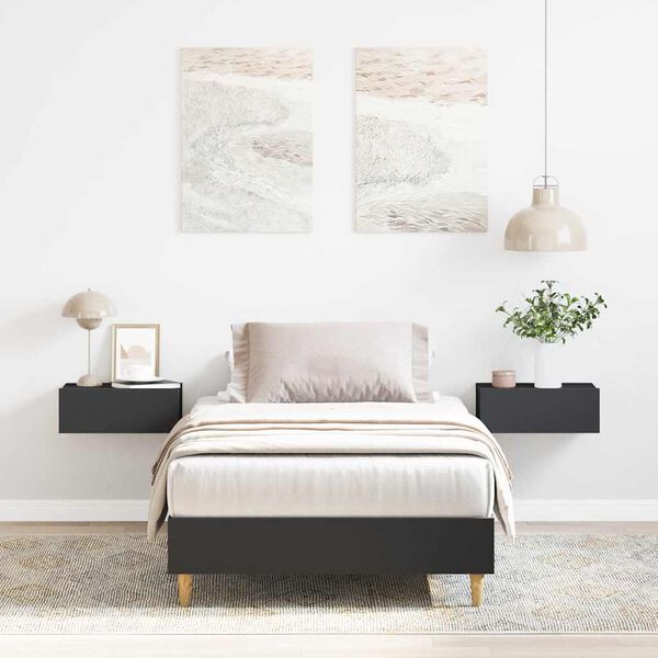 vidaXL Cadre de lit sans matelas noir 90x200 cm bois d'ing&eacute;nierie