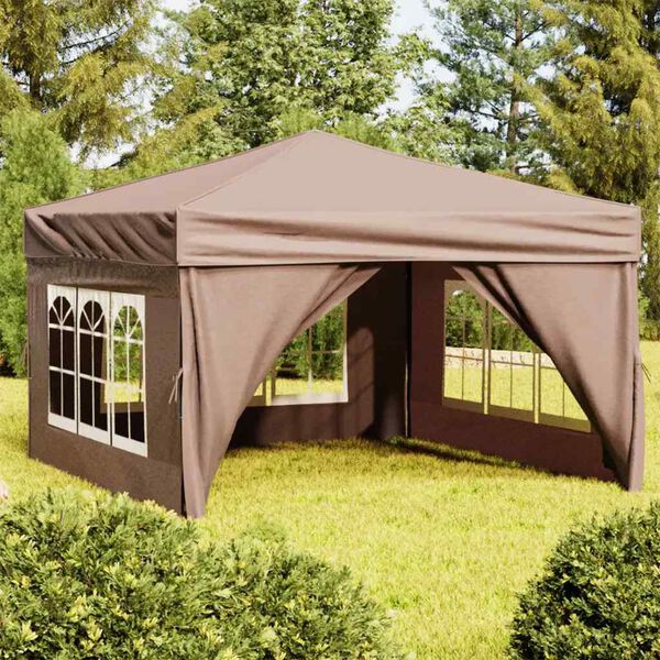 vidaXL Tente de r&eacute;ception pliable avec parois Taupe 3x3 m