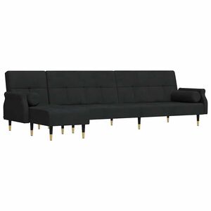 vidaXL Canap&eacute;-lit en forme de L noir 271x140x70 cm velours