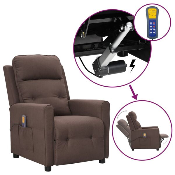 vidaXL Fauteuil de massage Taupe Tissu