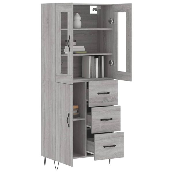 vidaXL Buffet haut Sonoma gris 69,5x34x180 cm Bois d'ing&eacute;nierie