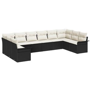 vidaXL Ensemble de canap&eacute; de jardin 10 pc Noir polyrotin