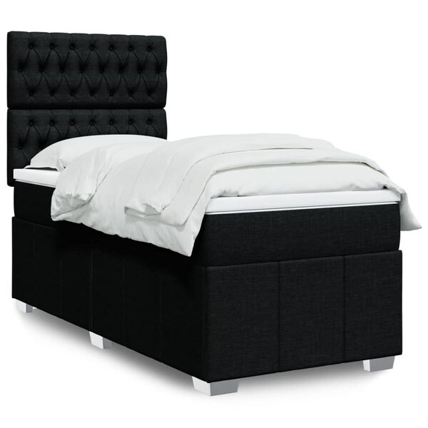 vidaXL Sommier &agrave; lattes de lit et matelas Noir 80x200 cm Tissu