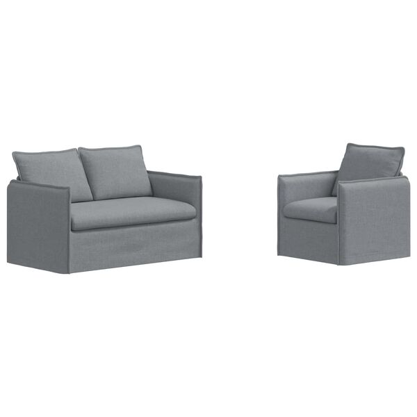 vidaXL Ensemble de Canap&eacute;s 2 pcs Gris clair 136 x 82 x 85 cm tissu