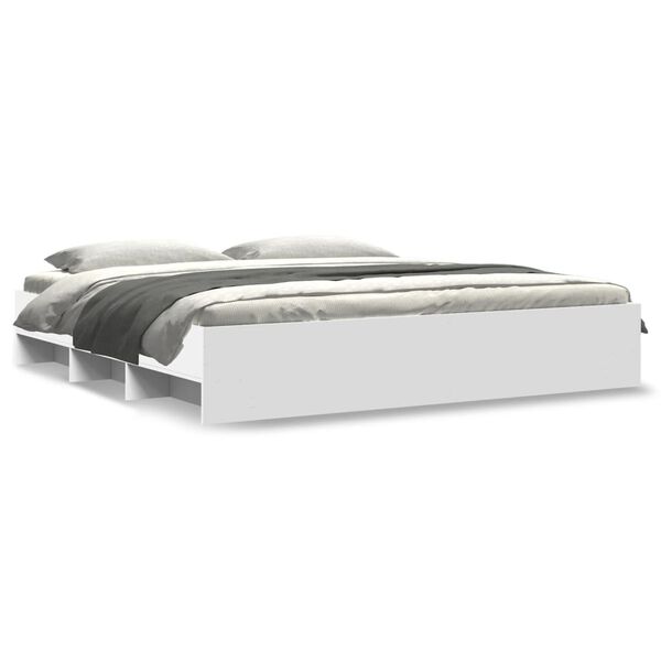 vidaXL Cadre de lit sans matelas blanc 180x200 cm bois d'ing&eacute;nierie
