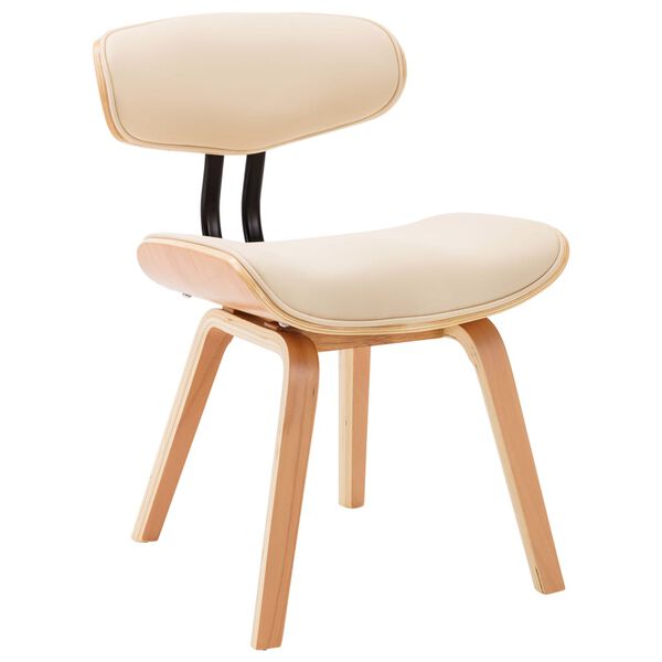 vidaXL Chaises &agrave; manger lot de 6 cr&egrave;me bois courb&eacute; et similicuir