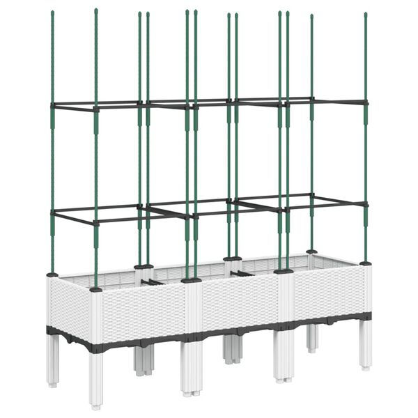 vidaXL Jardini&egrave;re avec treillis blanc 120x40x142,5 cm PP