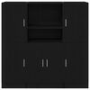 vidaXL Ensemble d'armoires de cuisine 3 pcs noir bois d'ing&eacute;nierie